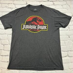 Vintage Distressed Jurassic World Park T-shirt Sz L Gray cotton/poly blend A612